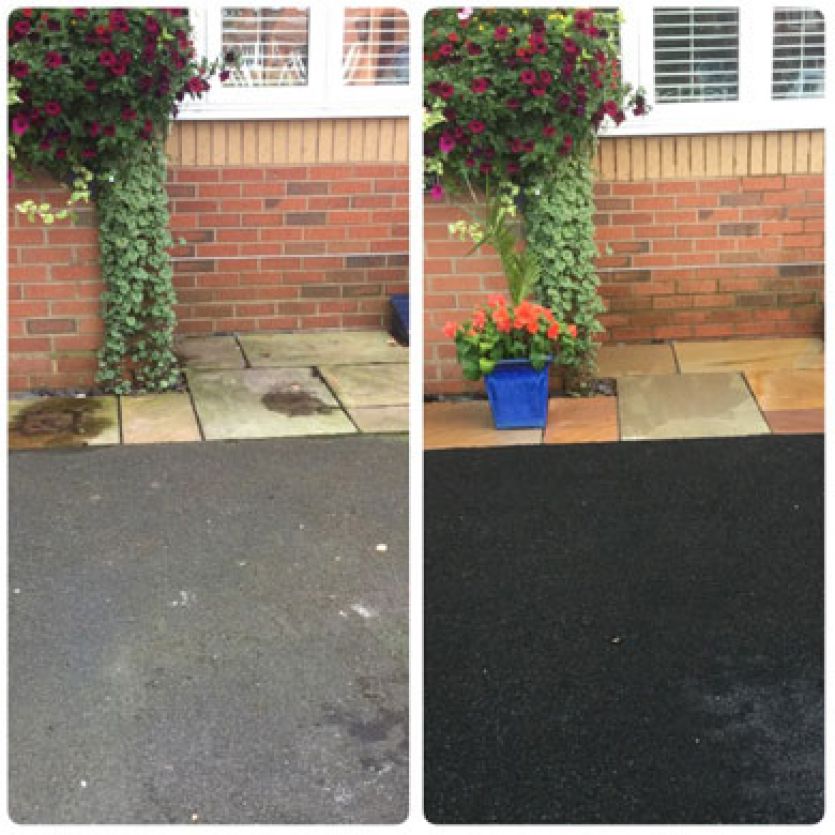 driveway before and after jet washing