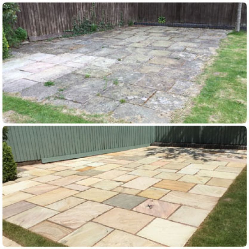 patio area removed all weeds and cleaned before and after